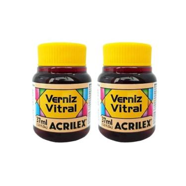 Imagem de Kit 2 Verniz Vitral Acrilex Amarelo Pêssego 547 37ml – Acabamento Brilhante para Vidro, Copos, Garrafas, Vasos, Cerâmica e Porcelana