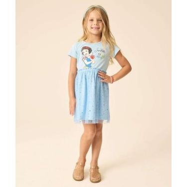 Imagem de Vestido Infantil Fantasia Tule Branca De Neve Disney T-08068, Azul, 10
