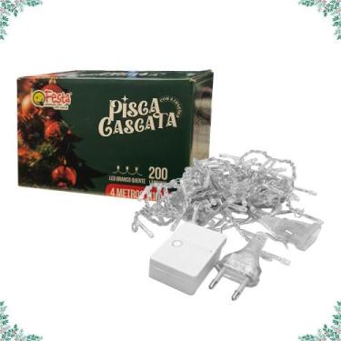 Imagem de Pisca Pisca Cascata de Natal 2,5 Metros 100 LEDS Branco Quente 110V De