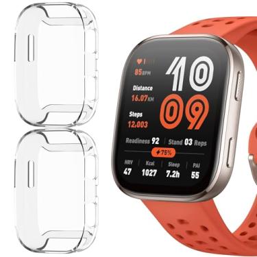 Imagem de HAOZHI 2Peças Película Protetora Compatível com Amazfit Bip 6,Capa Bumper Case de TPU para Amazfit Bip 6 Protetor de Tela (Transparente+Transparente)