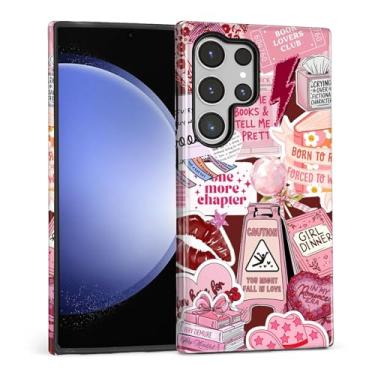 Imagem de DAIZAG Capa para Samsung Galaxy S24 Ultra, Rosa Vermelho Spicy Book Club Design de Corpo Inteiro Proteção Híbrida TPU Macio PC Rígido, Capa Protetora à Prova de Choque Resistente a Riscos para Homens