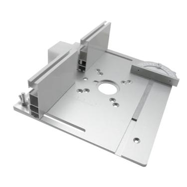 Imagem de Conjunto de 3 Pratos Inserção Mesa Roteador Liga Alumínio Placa Inversão Fresamento Madeira Máquina Aparafusamento Ferramenta Auxiliar Gravura com Medidor Ângulo Serra Bancadas Marcenaria