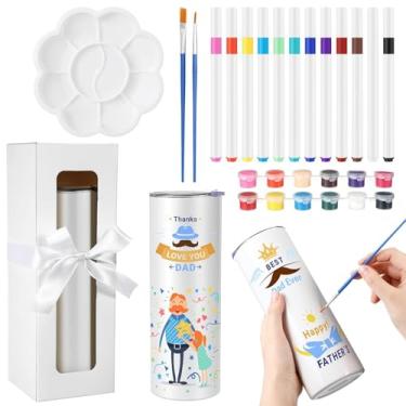 Imagem de predolo Kit para pintar seu próprio copo térmico: Crie seu próprio presente personalizado com este copo térmico para aniversário, Dia dos Pais, para mulheres,