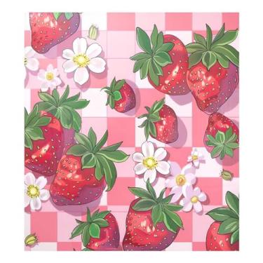 Imagem de Qilmy Capa magnética para máquina de lavar louça, flores silvestres e morangos, 58 x 66 cm, capa decorativa para geladeira para porta frontal, adesivo, máquina de lavar, painel de geladeira, decalque