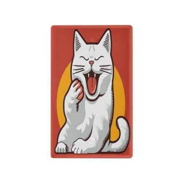 Imagem de Wassud Uma placa de cobertura de interruptor de luz de gato branco feliz, 1 capa de tomada em branco placa de parede decorativa decoração de casa sala de estar quarto