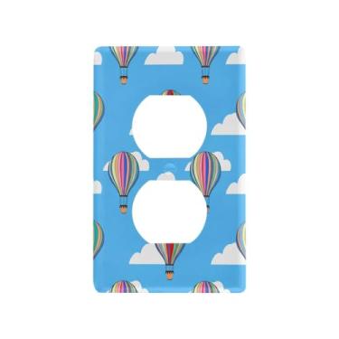 Imagem de Wassud Balões de ar quente coloridos interruptor de luz placa decorativa para tomada placa de parede para tomadas elétricas duplex 4,53 x 2,76 polegadas