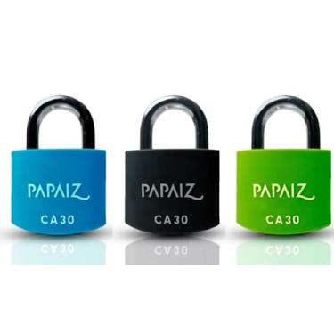 Imagem de Kit com 3 Cadeados em Alumínio 30 mm CA30 – Azul, Preto e Verde, Alta Resistência e Uso Versátil