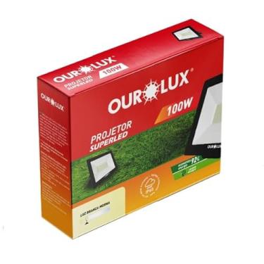 Imagem de Projetor SUPERLED Slim 100W Bivolt 3000K Preto OUROLUX