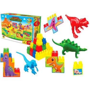 Imagem de Kit Blocos de Montar Dinossauros 48Pcs Brinquedo Infantil - GGB Brinqu