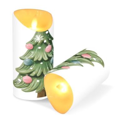 Imagem de ATTX Pacote com 2 lindas velas sem chamas para árvore de Natal – Velas LED de 7,6 cm x 15 cm com controle remoto e temporizador para casa, casamento, decoração de acampamento #321