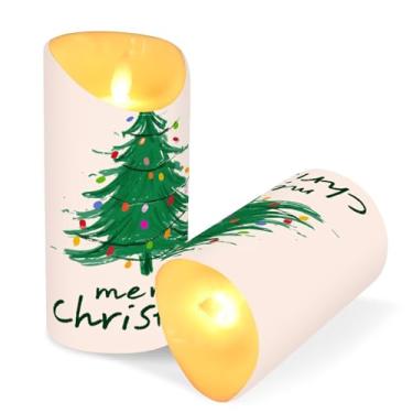 Imagem de ATTX Pacote com 2 velas coloridas para árvore de Natal – 7,6 cm x 9,9 cm com controle remoto e temporizador para decoração de casa, casamento, acampamento #293