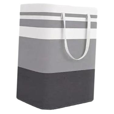 Imagem de ＫＬＫＣＭＳ Cesto Organizador de Roupa Suja com Alça, Cinza, Ideal para Dormitório, Casa, Banheiro, Quarto e Viagens.