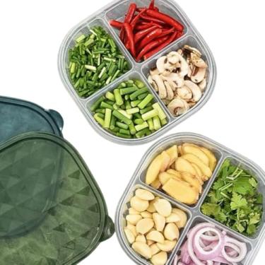 Imagem de Pote para Alimentos com 4 Divisórias – Tampa Vedada, Livre de BPA, Ideal para Marmitas, Lanches e Refeições