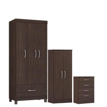 Imagem de Guarda Roupa Solteiro Prince Com Multiuso Viena Comôda Astral Café - D