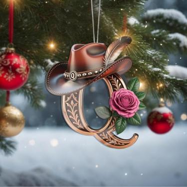 Imagem de Decorações de Dia dos Namorados de cristal A-Z, chapéu de caubói LetterQ, enfeites de Natal feitos à mão, decoração de carro e casa - decoração de acrílico escolar, troca de presentes para amigos