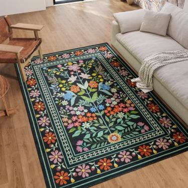 Imagem de Tapetes laváveis de 1,5 x 2,3 m para sala de estar, quarto, resistente a manchas, resistente a manchas, impermeável, com suporte antiderrapante, tapete interno macio para sala de jantar