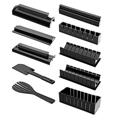 Imagem de Kit de Fabricação Sushi com 10 Peças Conjunto Completo Rolo Arroz DIY Moldes Formas Diferentes Espátula Ferramenta para
