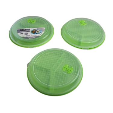 Imagem de Pacote com 3 pratos de micro-ondas divididos com tampas ventiladas – Pratos reutilizáveis sem BPA para controle de porções, preparação de refeições e sobras – empilhável, seguro para freezer e
