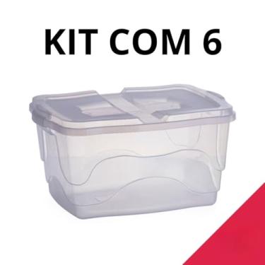 Imagem de Caixa De Armazenamento Transparente Com Fechaduras, 20 L. Recipiente Para Guardar Brinquedos E Livros. (Kit com 6)