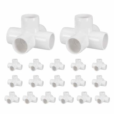 Imagem de DTGN 18 peças de encaixe de PVC de cotovelo de 2,5 cm, encaixe de tubo de PVC de grau cruzado de 5 vias SCH40, conector de cotovelo de canto DIY para móveis de construção, conexão de estrutura de