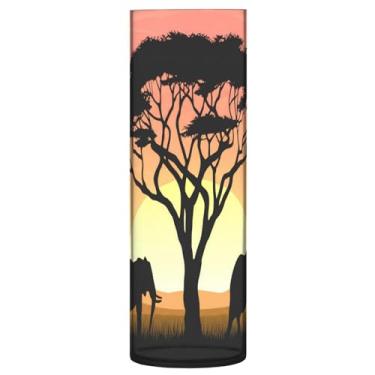 Imagem de JUZIHAI Vaso de acácia silhueta de elefante para flores, 9,9 cm x 30 cm, cilindro de plástico, moderno, vaso de flores para centro de mesa de casamento, decoração de casa