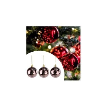Imagem de Kit Bolas Natalinas para Decoração de Árvores, 24 Peças, 6cm de Diâmetro, Rosé, Plástico, com Glitter e Efeito Espelhado