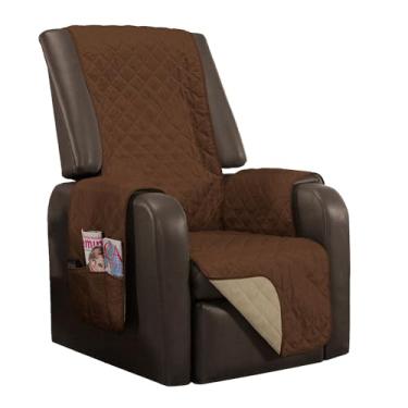 Imagem de Capa Protetora de Poltrona Manu Matelado Dupla Face, Marrom e Bege, 1 Lugar, 100% Poliéster, com Bolsos, 2,10 x 1,90 m (Cáqui e Palha)