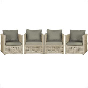 Imagem de 4 Poltronas Madri Alumínio Corda Náutica Estofado 8 Trama Rami