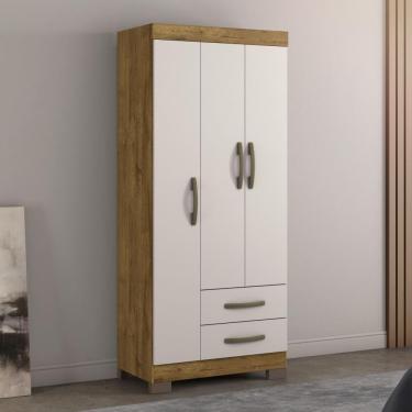 Imagem de Guarda-Roupa 3 Portas 2 Gavetas Freijó Off White Off White