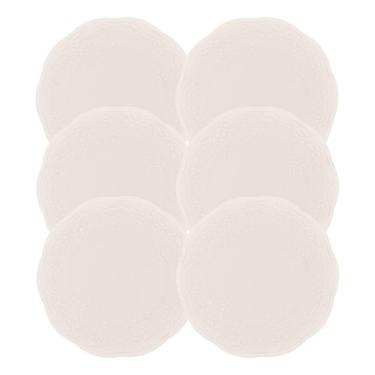 Imagem de Jogo 6 Prato De Sobremesa Porcelana New Bone Butterfly Branco Off White Lyor 19cm