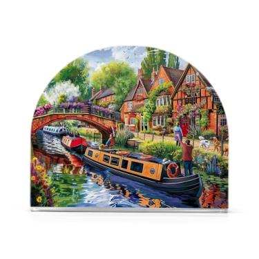 Imagem de Suporte de guardanapo de mesa Canal Town, porta-guardanapos acrílico para mesas, suporte de guardanapo de pé para jantar cozinha restaurante decoração de casa acessórios de bar