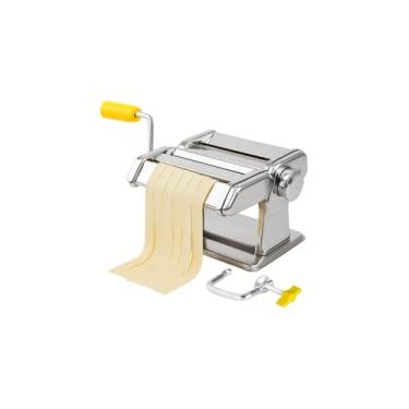 Imagem de Máquina de Massas em Aço Inox, Manual, com Cilindro de Corte, Rolo de Massa, Manivela Removível, 20x15x12.5cm