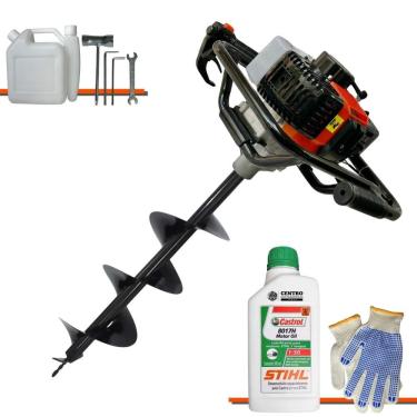 Imagem de Perfurador Vant VPS52 À Gasolina 2T 52cc 6.500rpm 2HP de Potência Com Broca 80x20cm Para Mourões e Reflorestamento + ÓLEO STIHL 2T