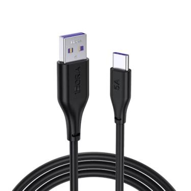 Imagem de 1 Hora Cabo de Carregamento Rápido Usb 2.0 A/C Carga Rápida 5A Macho/Macho 1Metro Preto Sincronização Dados Ampla Compatibilidade Design Resistente
