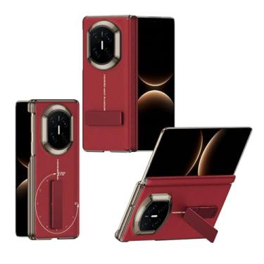 Imagem de FWYANZH Capa de couro para Huawei Mate X7, capa traseira de luxo ultrafina com suporte giratório dobradiça de lente de câmera capa de proteção antiarranhões, vermelho, Mate X7