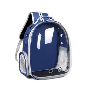 Imagem de Mochila de Transporte para Pet com Visor Panorâmico Transparente, Design Cápsula Espacial, Ventilação Eficiente, Plástico e Poliéster, 29x27x42 cm, para Gatos e Cães Pequenos (Cinza)