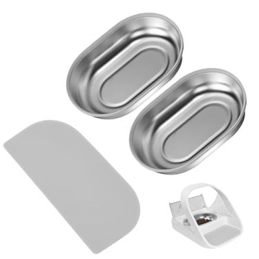 Imagem de Tigela de aço inoxidável para alimentador automático de microchip para gatos, 2 tigelas e 1 conjunto de tapete