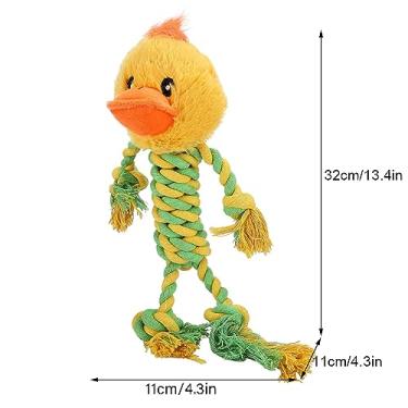 Imagem de Acouto Brinquedo Durável para Cães de Pelúcia e Corda de Algodão de Macaco de Desenho Animado - Brinquedo para Mastigar Molares Anti-mordida Perfeito para Cães e Gatos - Limpeza de Dentes e (Pato)