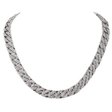 Imagem de Charles Raymond Colar com corrente de strass ou corrente de tênis em formato de hip hop dourado ou prata - Sua escolha!!, 30", Metal, Strass