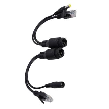 Imagem de Eujgoov Kit Injetor POE 12V Adaptador Power Over Ethernet Passivo Com Cabo Divisor para Câmeras IP Sistemas CCTV Caixa ABS Transmissão de 40 M para Pontos de Acesso Sem Fio (Preto)