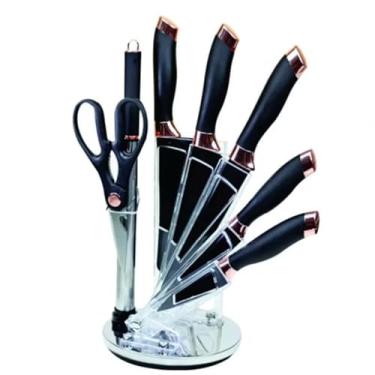 Imagem de Conjunto De Facas Para Cozinha, 7Peças+1 suporte (8 peças/Preto)