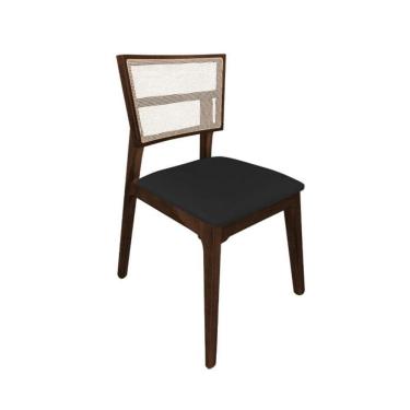 Imagem de Cadeira De Jantar Em Tela Premium Madeira Maciça Manuela Preto Veludo Mel