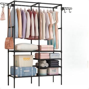 Imagem de Arara Roupeiro Portátil Grande com Cabideiro e Sapateira – Organizador Multiuso para Roupas e Sapatos com 2/3/4 Divisórias(2 Divisórias)