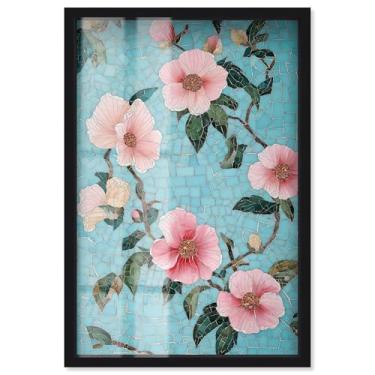 Imagem de Memory of a Roman Villa III Shadowbox Print Blue Floral Wall Art por Art Remedy, moldura preta, 28 x 40 cm
