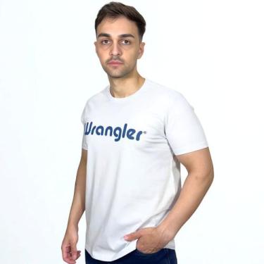 Imagem de Camiseta T-shirt Wrangler Algodão Pura Masculina Conforto News, Branco
