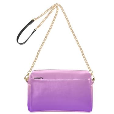 Imagem de Joitme Bolsa feminina tiracolo bolsa de ombro para celular rosa azul violeta gradiente couro PU com alça de corrente