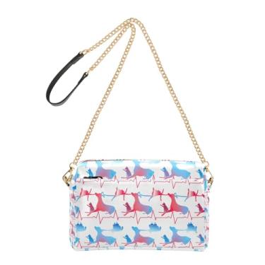 Imagem de Joitme Deer Heartbeat Line Bolsa branca para mulheres, bolsa tiracolo de couro PU com alça de corrente, bolsa para celular
