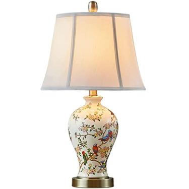 Imagem de Abajur de mesa com 62 cm de altura, em cerâmica pintada, estilo moderno e contemporâneo, com vaso, ideal para quarto, sala de estar ou mesa de cabeceira. Perfeito para decoração de casa.