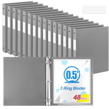 Imagem de Henoyso 48 fichários de 3 anéis redondos de 1/5.1 cm, tamanho carta, 20,3 cm x 28 cm, fichário flexível de plástico, comporta 100 folhas com 1 bolso, organizador versátil para escritório, casa, escola