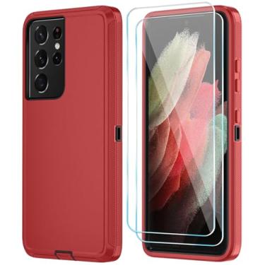 Imagem de ONOLA Capa de celular para Samsung Galaxy S21 Ultra com protetor de tela HD, resistente, à prova de choque e à prova de quedas, capa de telefone de 3 camadas para Galaxy S21 Ultra de 6,8 polegadas